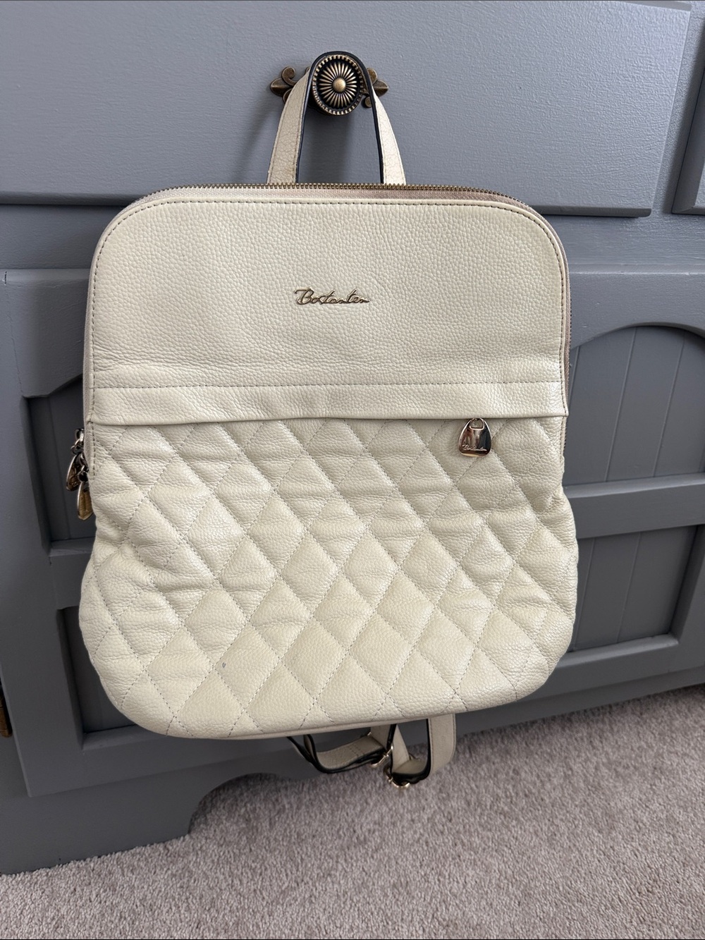Ivory Quilted Women's Backpack
